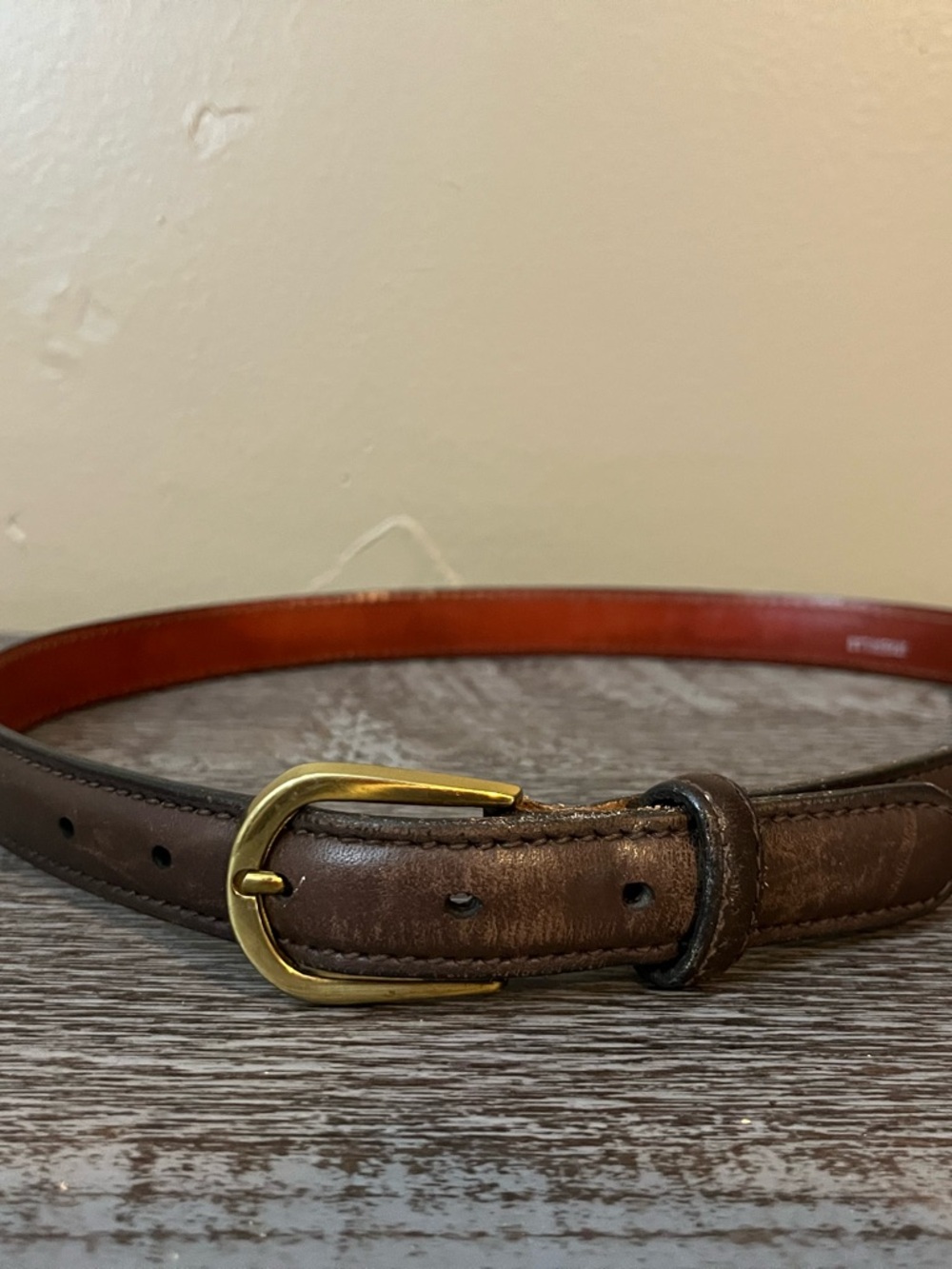 Vintage Italian Made Full Grain Cowhide with Solid Brass Buckle 1 inch x 38 inch